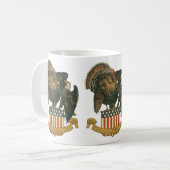 Mug Dinde de Thanksgiving vintage, aigle, drapeau amér (Devant gauche)