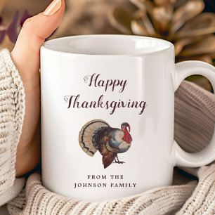Mug Dinde de Vintage Mignonne Joyeux Thanksgiving