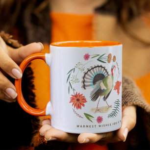 Mug Dinde florale de Thanksgiving