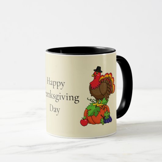 Mug Dinde mignonne avec la récolte de Thanksgiving | P (Devant droit)