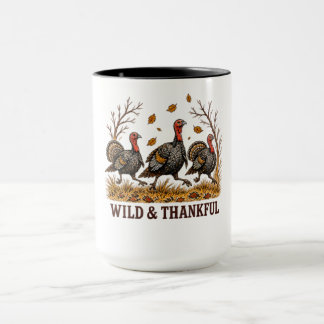 Mug Dindes Sauvages & Reconnaissants Design de Thanksg