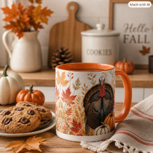 Mug Dindon et citrouilles Récolte d'automne Faune sau