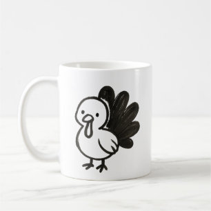 Mug Dindon minimaliste – Conception d'oiseau à encre l