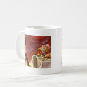 Mug Dîner de Thanksgiving Chat Noir Cheminée Dinde (Devant gauche)