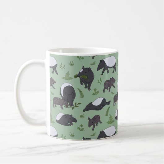Mug Dîner en famille Tapir en vert (Gauche)