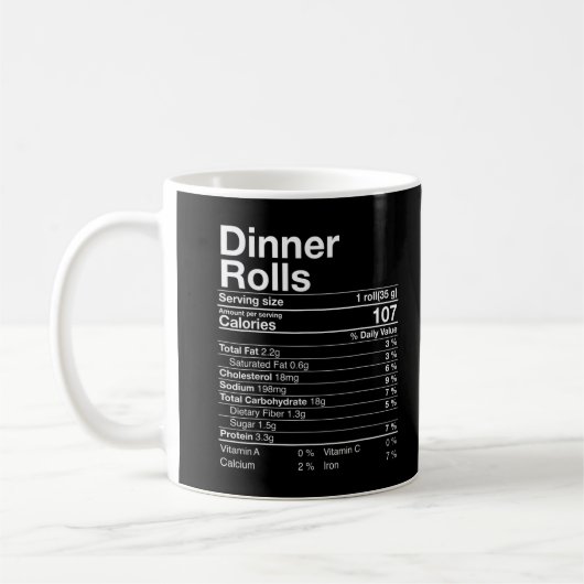 Mug Diner Rolls Nutrition Facts Thanksgiving Turkey D (Gauche)