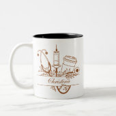 Mug d'infirmière à monogramme floral, Cadeau médic (Gauche)