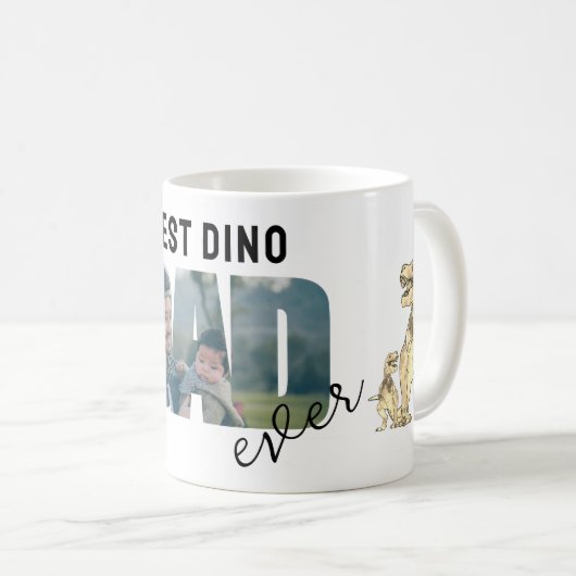 Mug Dino Best Dad Ever Personalized Photo (Devant droit)