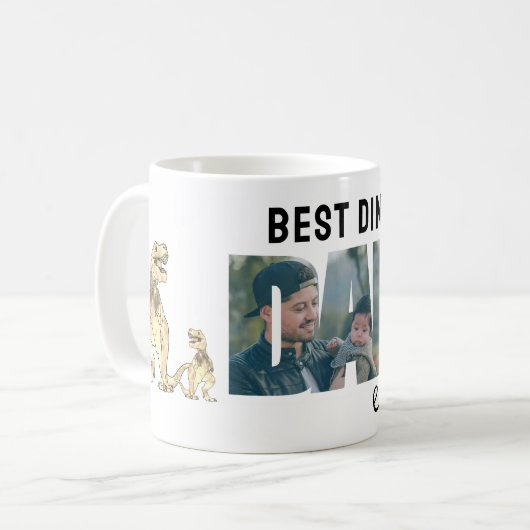 Mug Dino Best Dad Ever Personalized Photo (Devant gauche)