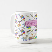 Mug Dinosaur coloré monogrammed filles (Devant gauche)