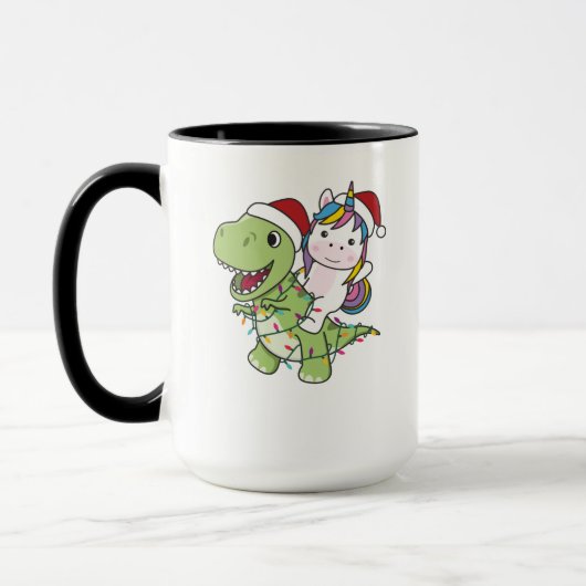 Mug Dinosaur Noël Unicorne Hiver T-Rex Dino (Gauche)