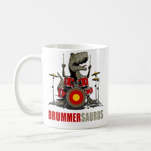 Mug Dinosaur Playing Drum Musician T Rex Drummersaurus (Gauche)