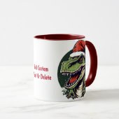 Mug Dinosaur Rex Santa Hat Fête de Noël amusante (Devant droit)