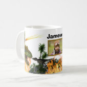 Mug Dinosaur rugir T-rex flammes préhistoriques nom de (Devant gauche)