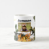 Mug Dinosaur rugir T-rex flammes préhistoriques nom de (Centre)