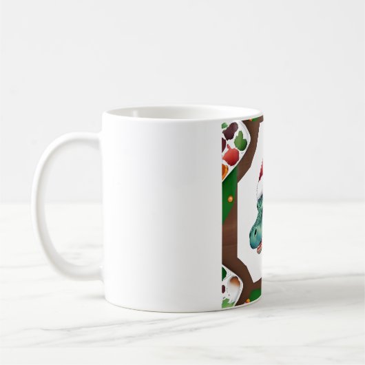 Mug Dinosaur Santa  Hat Art  (Gauche)