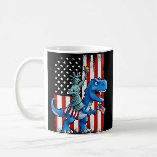 Mug Dinosaur Statue Liberté 4 juillet Drapeau Américai (Gauche)