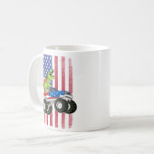 Mug Dinosaur T Rex Monster Truck Drapeau américain (Devant gauche)