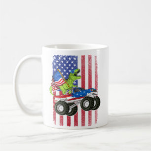 Mug Dinosaur T Rex Monster Truck Drapeau américain