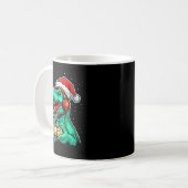 Mug Dinosaur T Rex Playing Video Game Santa Hat Christ (Devant gauche)