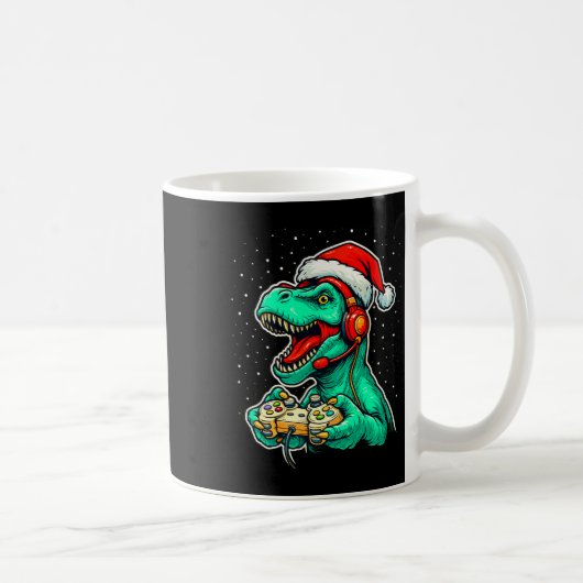 Mug Dinosaur T Rex Playing Video Game Santa Hat Christ (Droite)