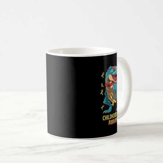Mug Dinosaure amusant T-Rex Enfance Cancer Sensibilisa (Devant droit)