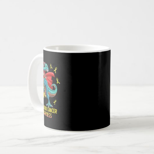 Mug Dinosaure amusant T-Rex Enfance Cancer Sensibilisa (Devant gauche)