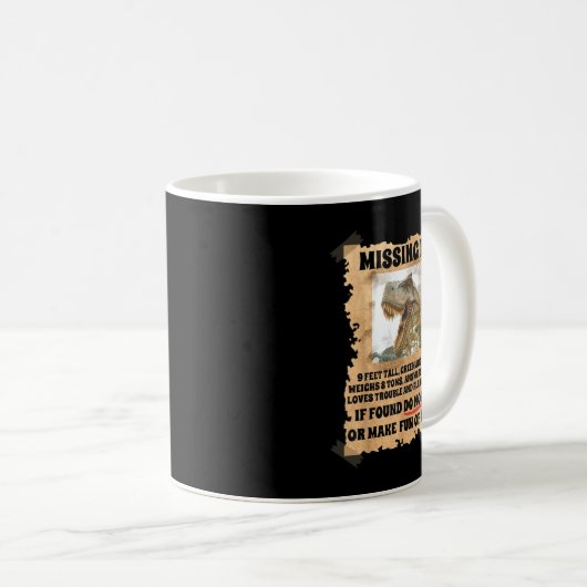 Mug Dinosaure animal de compagnie manquant Dit drôle H (Devant droit)