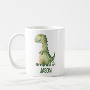 Mug Dinosaure Aquarelle Cute Avec Nom Enfant