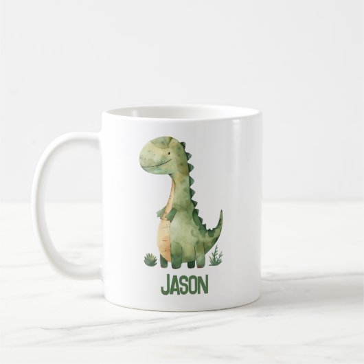 Mug Dinosaure Aquarelle Cute Avec Nom Enfant (Gauche)