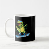 Mug Dinosaure cool Snowboard Dabbing T Rex Sn (Gauche)