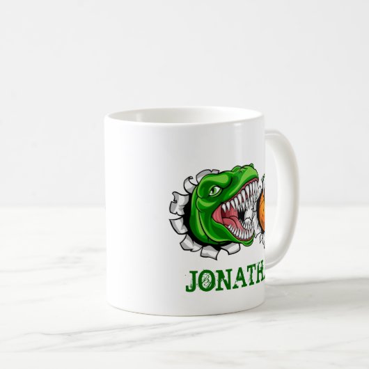 Mug Dinosaure de basket-ball T-Rex personnalisé (Devant droit)