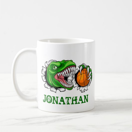Mug Dinosaure de basket-ball T-Rex personnalisé (Gauche)