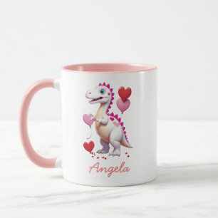 Mug Dinosaure de la Saint Valentin blanc
