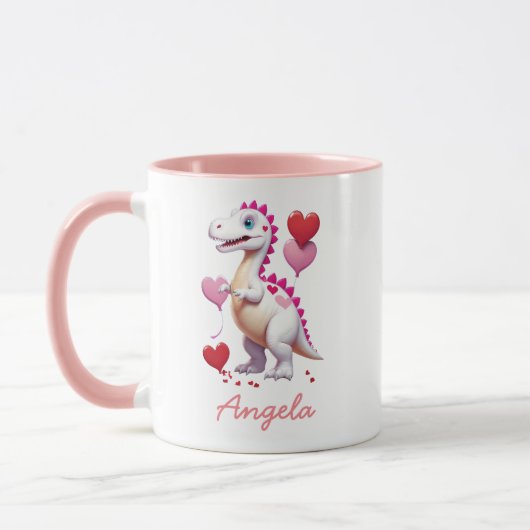 Mug Dinosaure de la Saint Valentin blanc (Gauche)