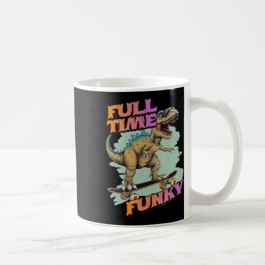 Mug Dinosaure de skateboard funky drôle à plein temps (Droite)