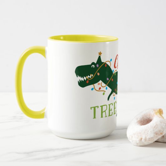 Mug Dinosaure Décoré Arbre De Noël Rex (Avec donut)