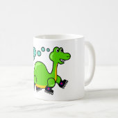Mug Dinosaure frais de bande dessinée patinant au (Devant droit)