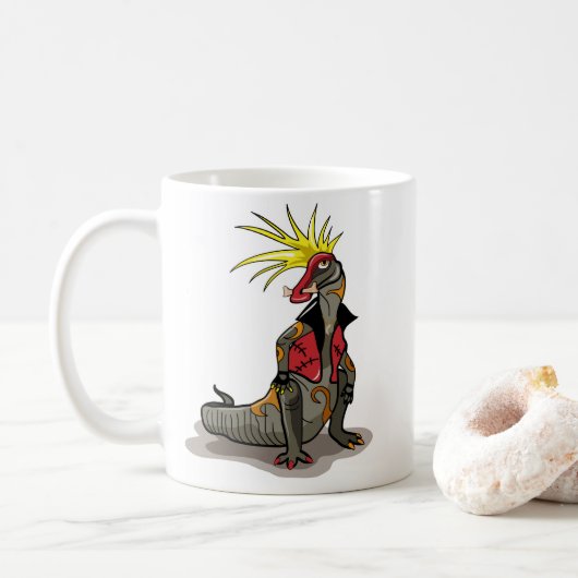 Mug Dinosaure Hadrosaurus Habillé Comme Un Punk. (Avec donut)