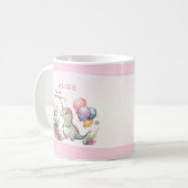 Mug Dinosaure rose Fille aquarelle Anniversaire (Devant gauche)