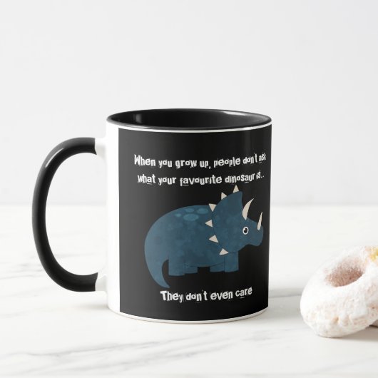 Mug Dinosaure Tricératops favori Citation drôle (Avec donut)