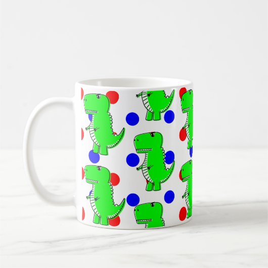 Mug Dinosaure Vert bleu Polka Motif (Gauche)