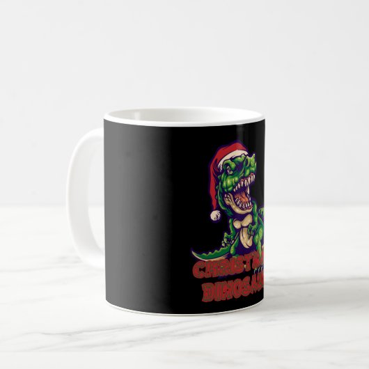 Mug Dinosaure vert de Noël | Design de dinosaure (Devant gauche)