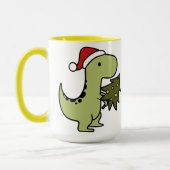 Mug Dinosaure vert mignon tenant arbre de Noël (Gauche)