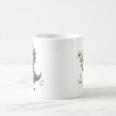 Mug Dinosaure vert personnalisé avec fleurs (Centre)