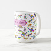 Mug Dinosaures colorés brodés pour filles (Devant droit)