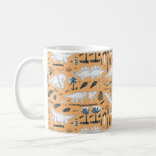 Mug dinosaures drôles avec motif feuille de palme