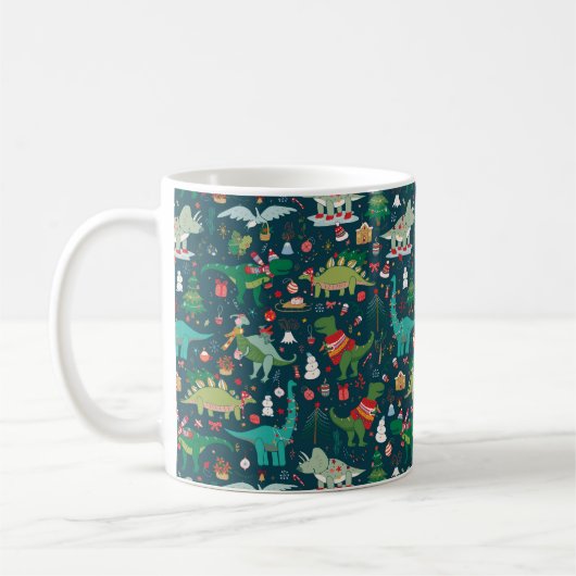 Mug Dinosaures festifs Motif de Noël (Gauche)