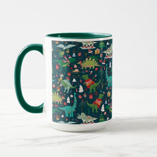 Mug Dinosaures festifs Motif de Noël (Gauche)
