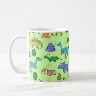 Mug Dinosaures mignons, Style Dessin Caricature.